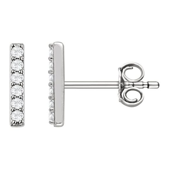 Black Bow Jewelry Co. Jewelry - 1.5 x 8.6mm 14k White Gold 1/10 CTW (H-I, I1) Diamond Bar Earrings